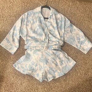 Commense Light Blue Floral Romper